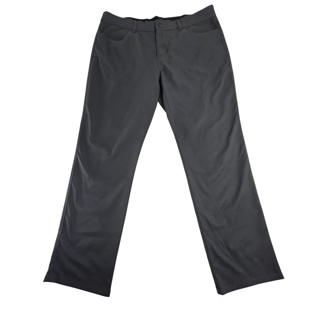 Pebble Beach‎ Mens Performance Golf Pants Dark Gray 38x30 Flat Front 5-Pocket